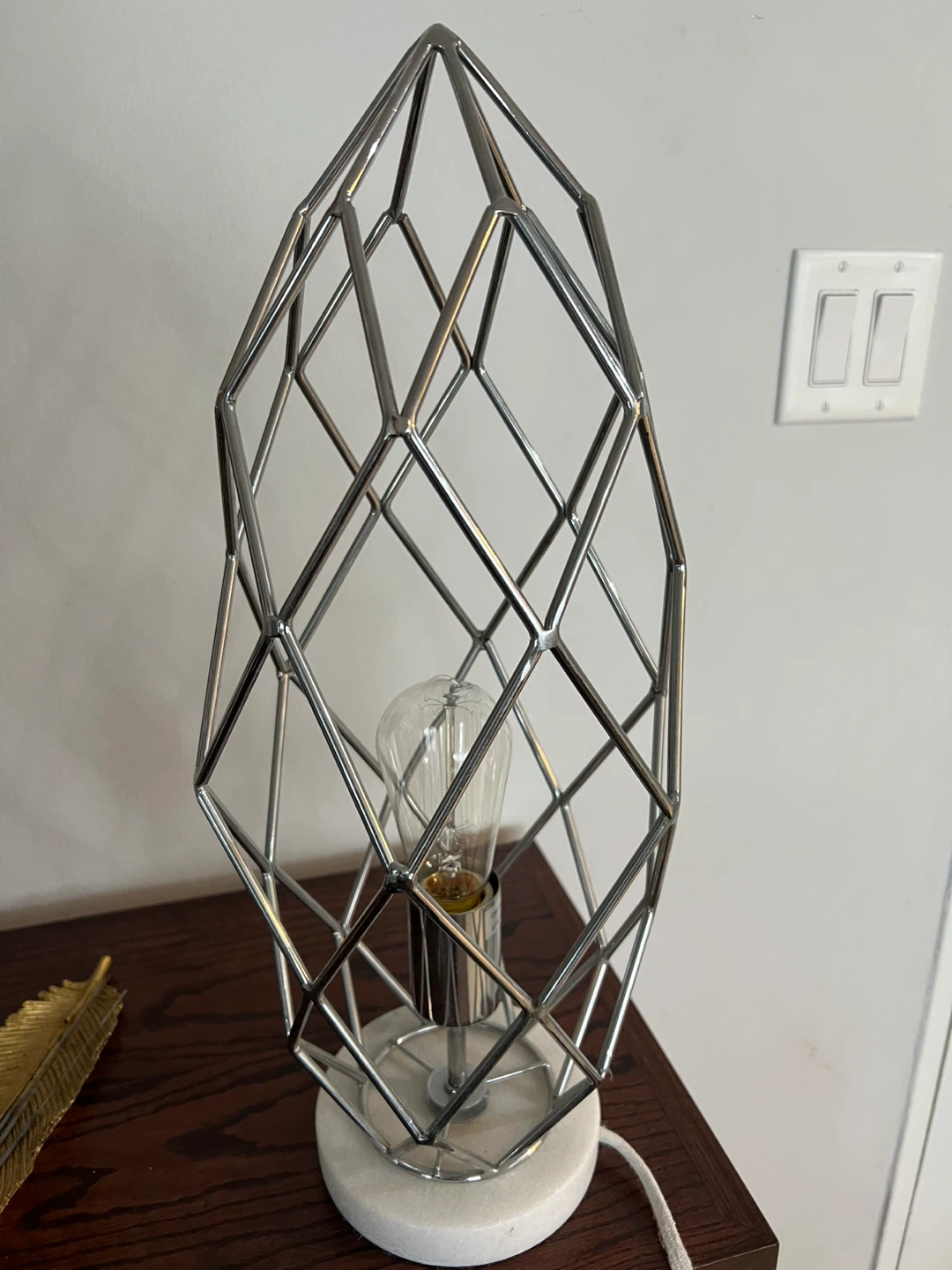 Geometric Cage Table Lamp with Marble Base