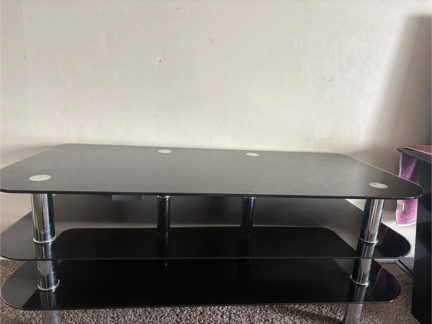 Black Glass 3-Tier table - photo 2