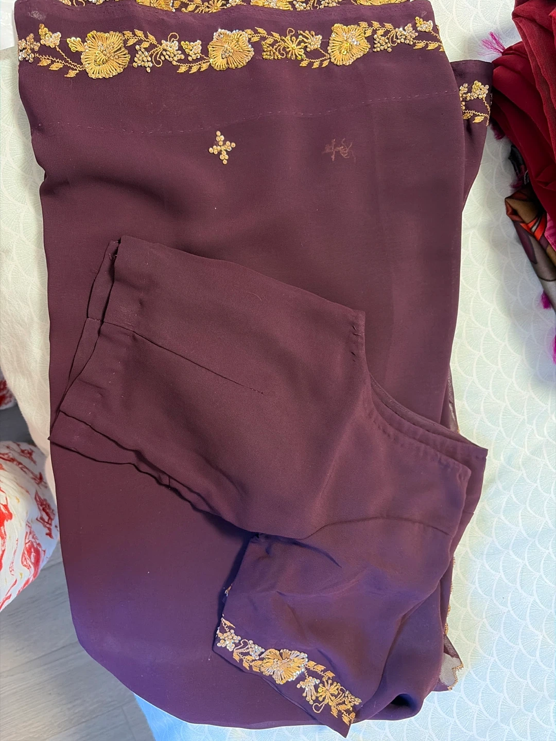Embroidered Purple Sari