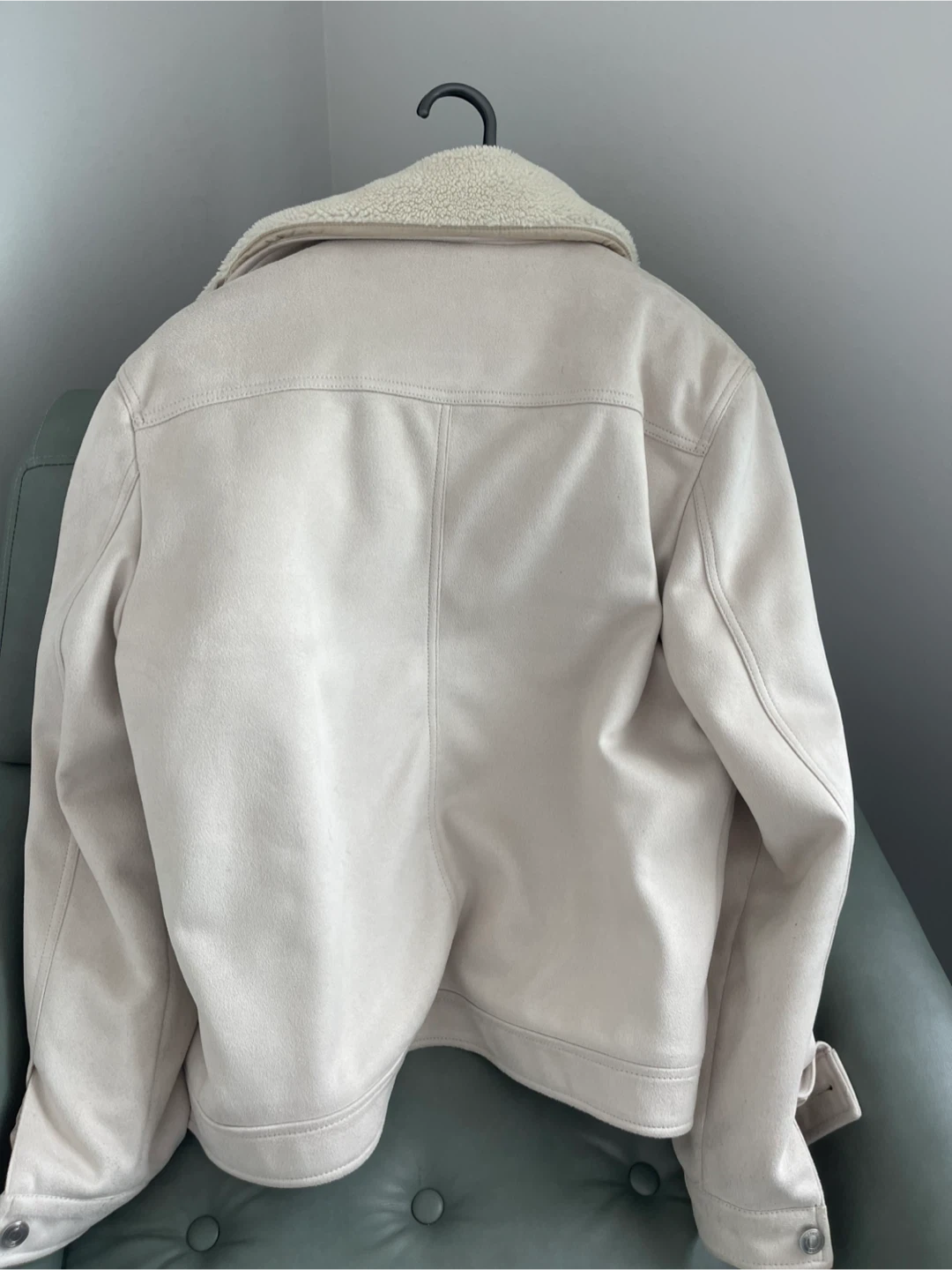 Zara Trucker jacket with faux suede in cream color - photo 4