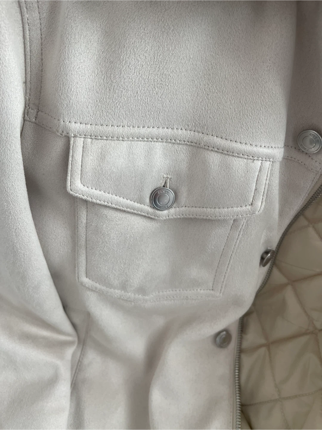 Zara Trucker jacket with faux suede in cream color - photo 3
