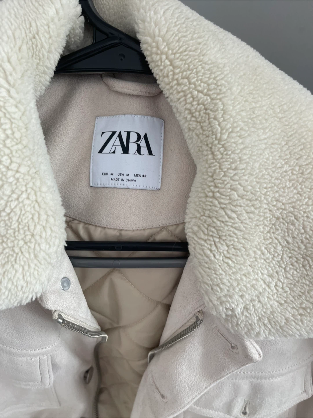 Zara Trucker jacket with faux suede in cream color - photo 2