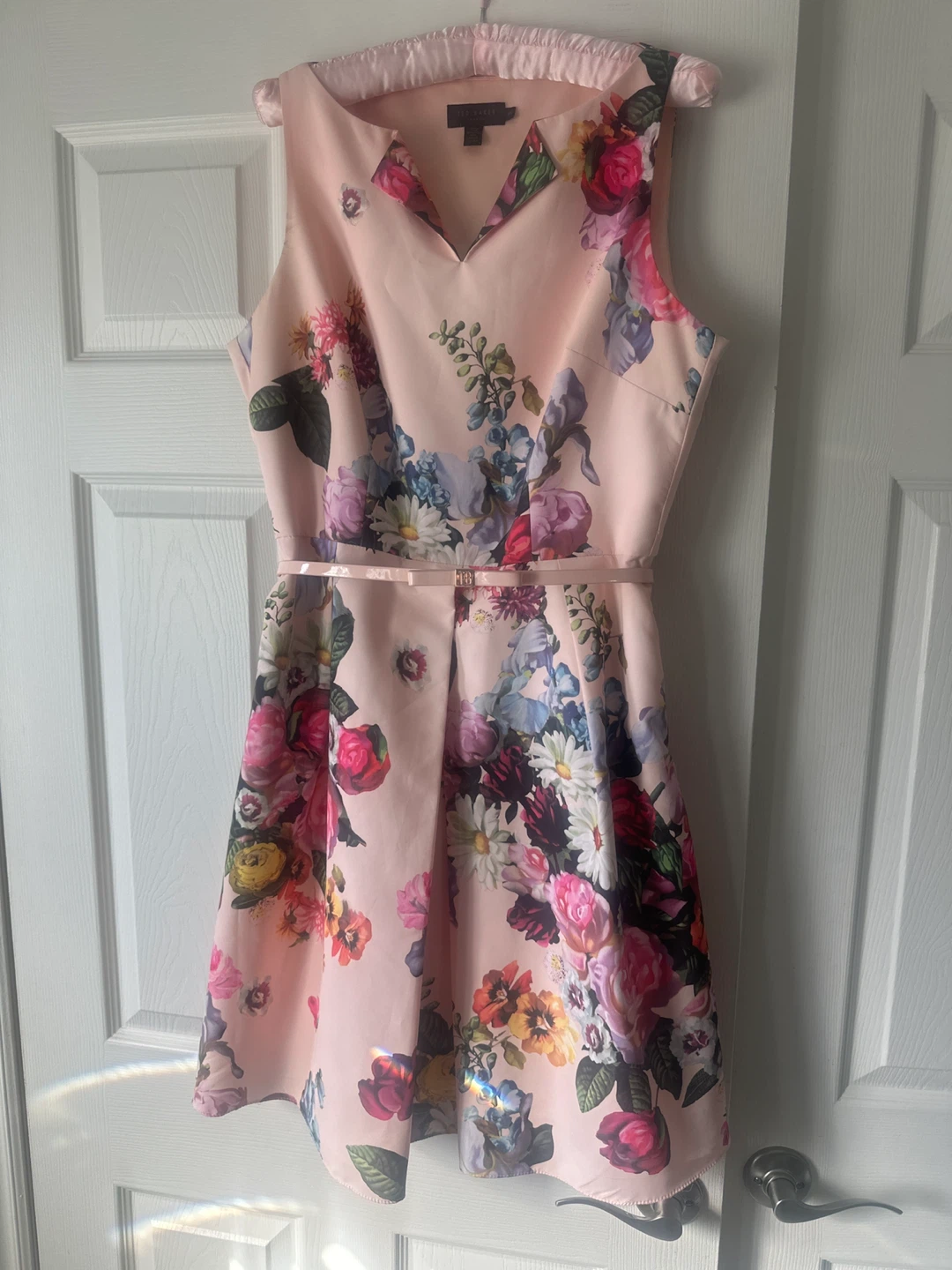 Ted Baker London Pink Floral Belted Dress Size 3