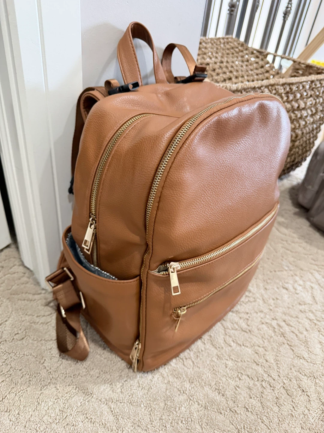 Brown Faux Leather Backpack - photo 2