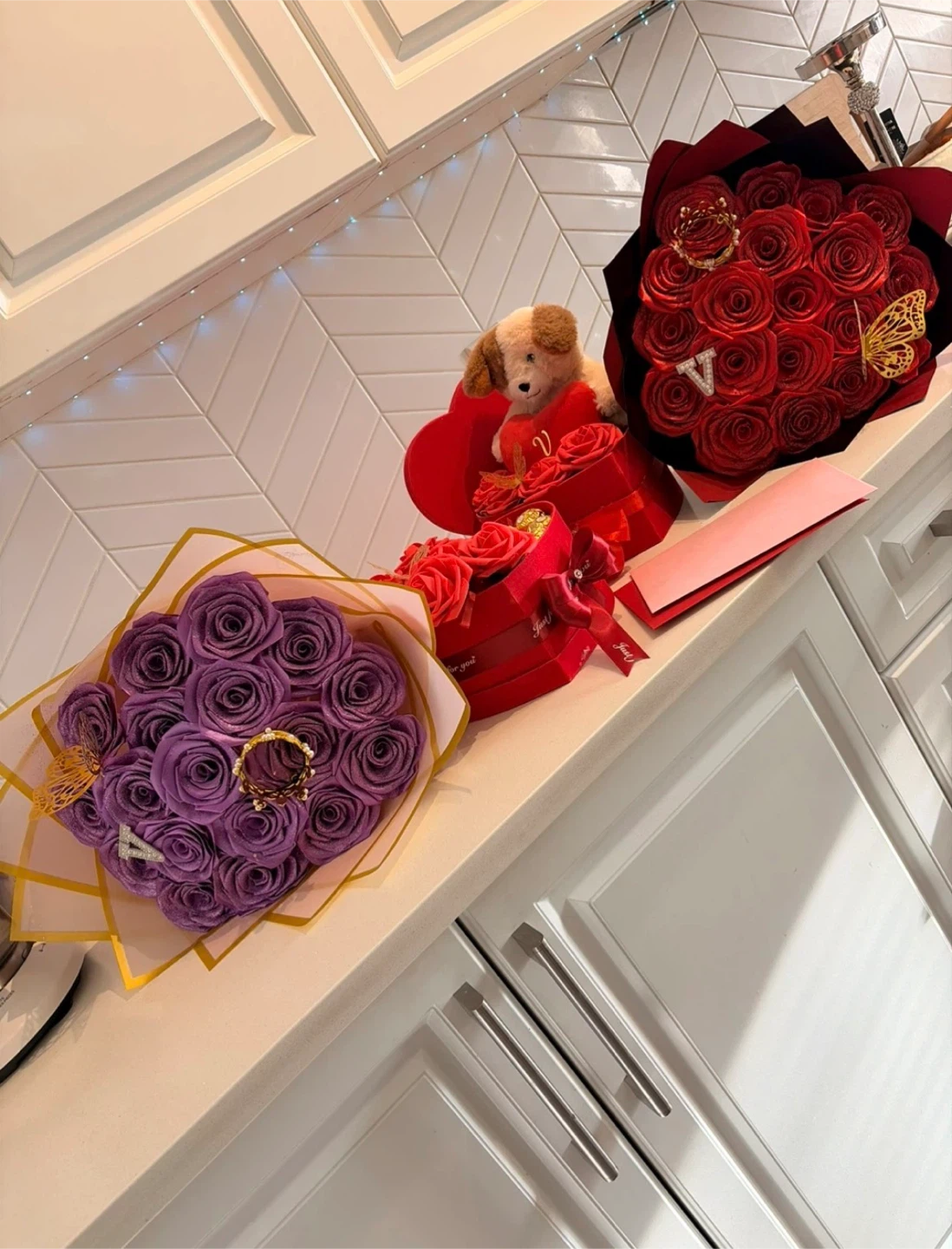 Glitter Rose Bouquet with Teddy Bear and Butterflies - photo 4