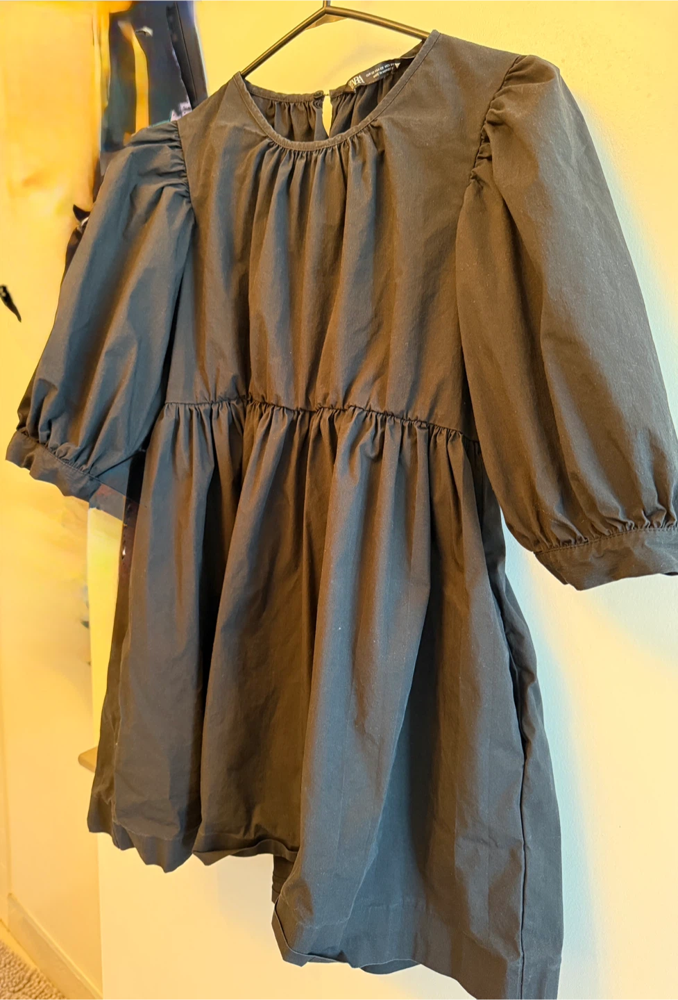 ZARA black peplum-style babydoll dress