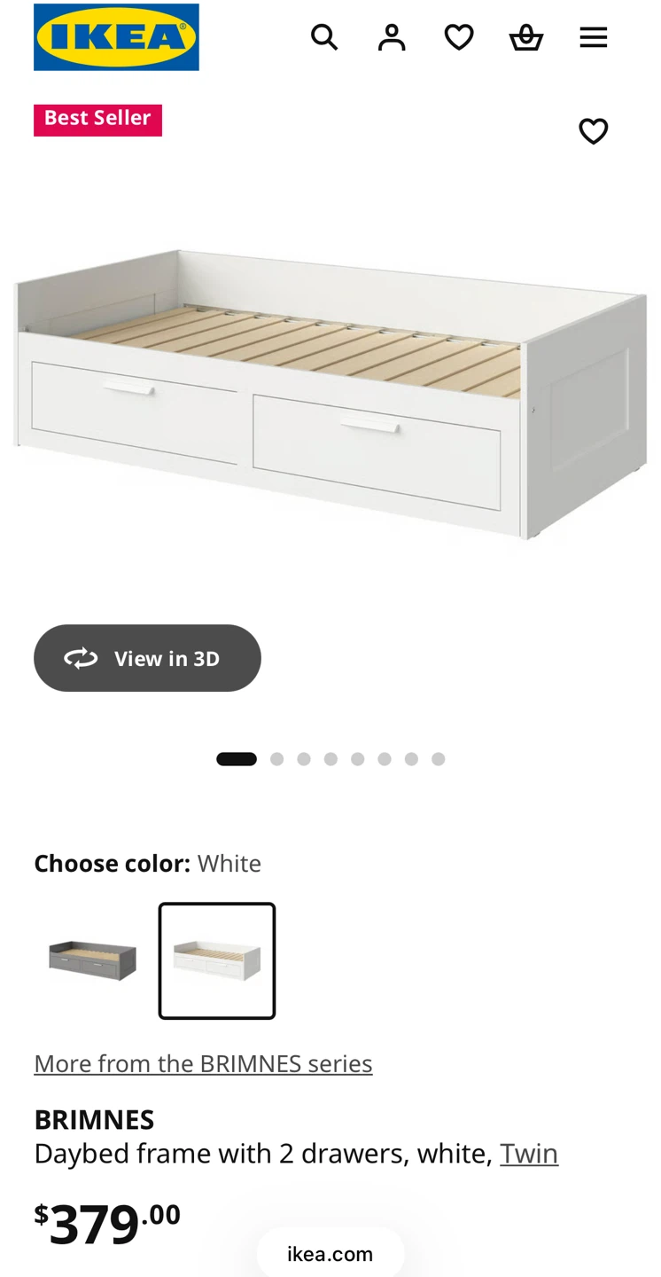 IKEA BRIMNES Daybed Frame with 2 Drawers with two mattresses - photo 3