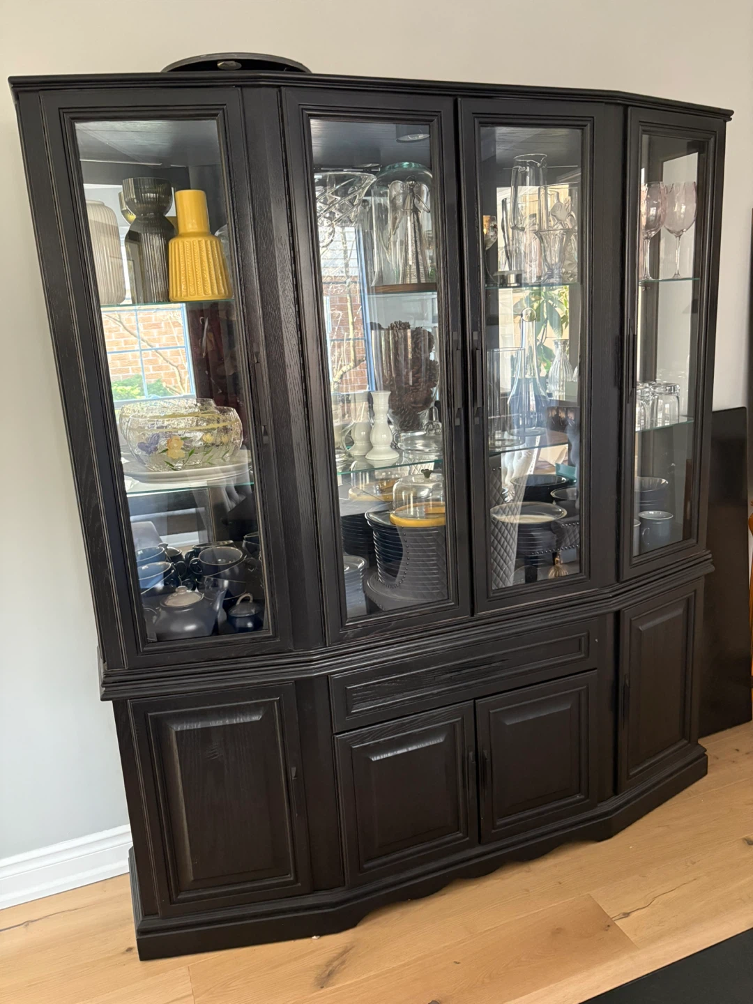 Refinished Dining Table and Hutch with Chairs (Set of 6) - photo 5