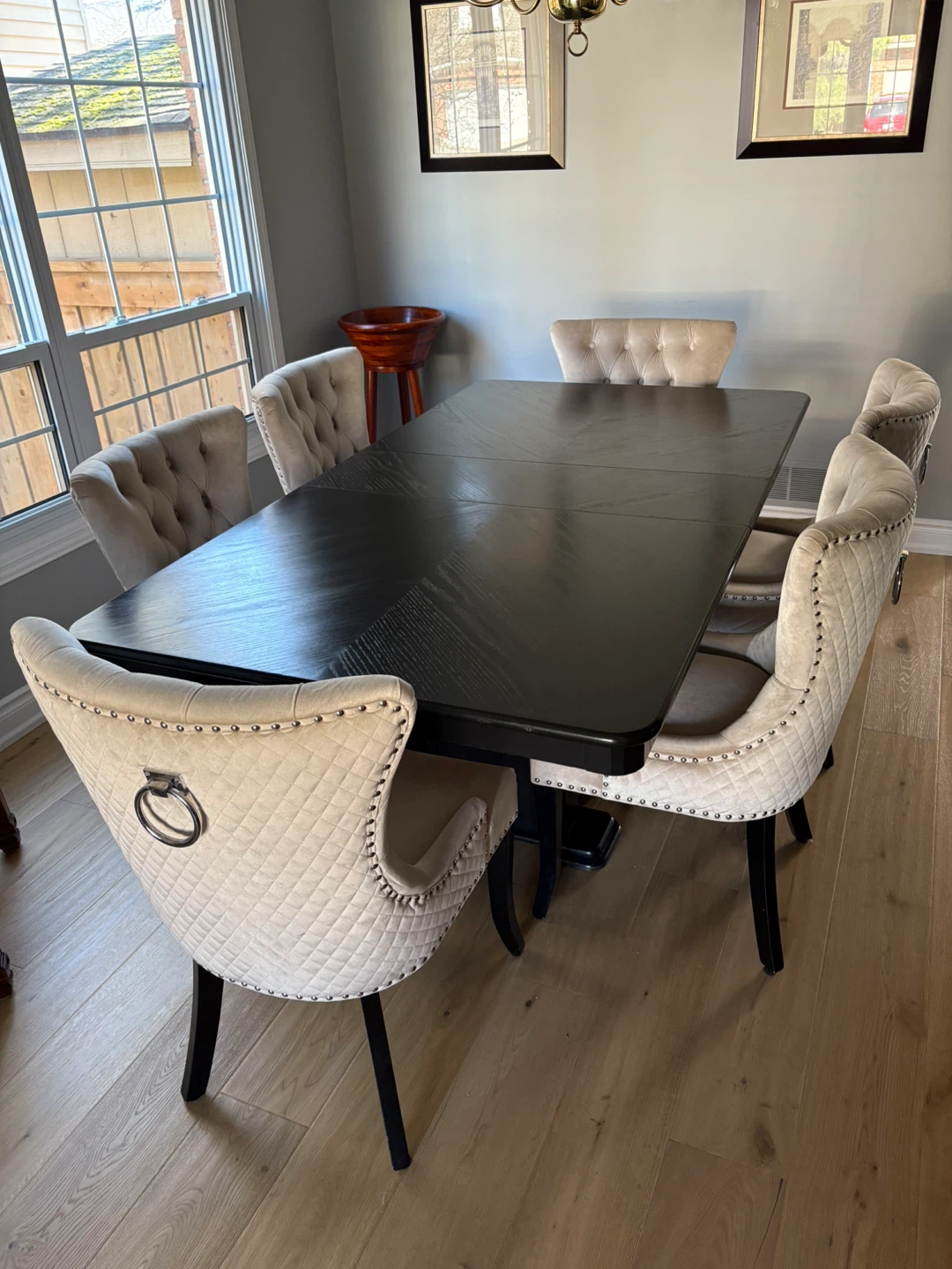 Refinished Dining Table and Hutch with Chairs (Set of 6)