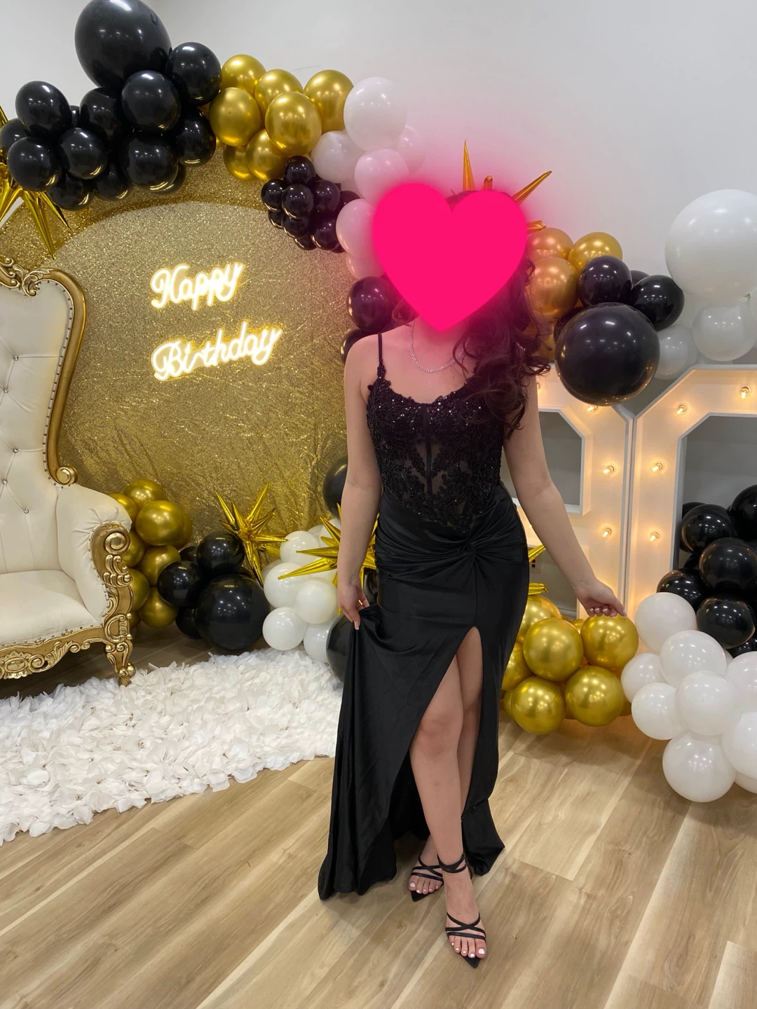 Black Sequin Lace Evening Gown