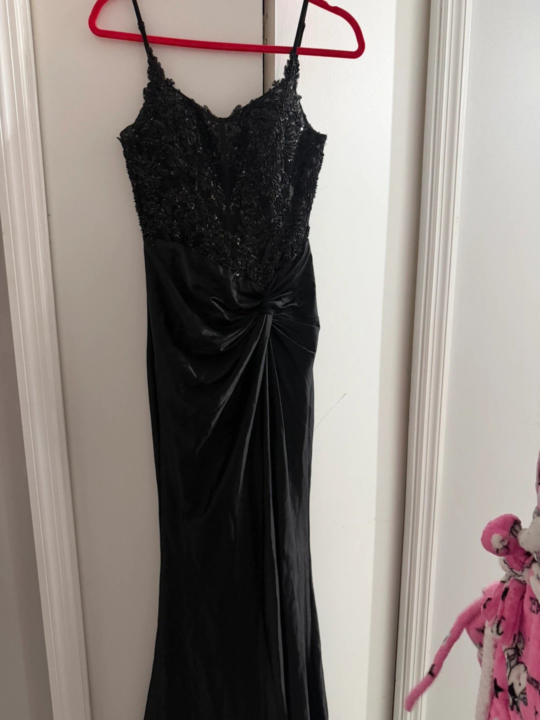 Black Sequin Lace Evening Gown - photo 4