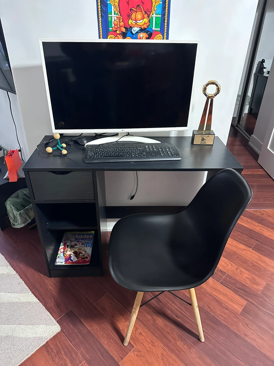 Computer Desk with Chair, Drawer, Monitor, keyboard, mouse - photo 2