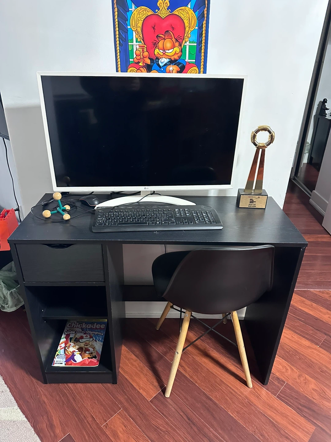Computer Desk with Chair, Drawer, Monitor, keyboard, mouse
