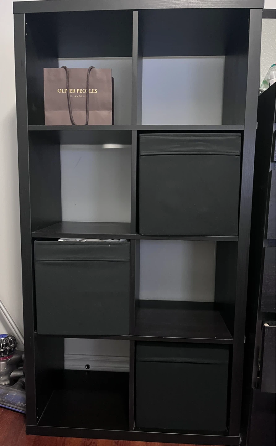 IKEA KALLAX Shelf Unit - Black with boxes