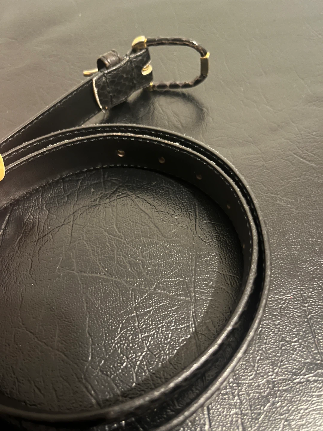 Black Genuine Reptile Leather Belt - photo 3