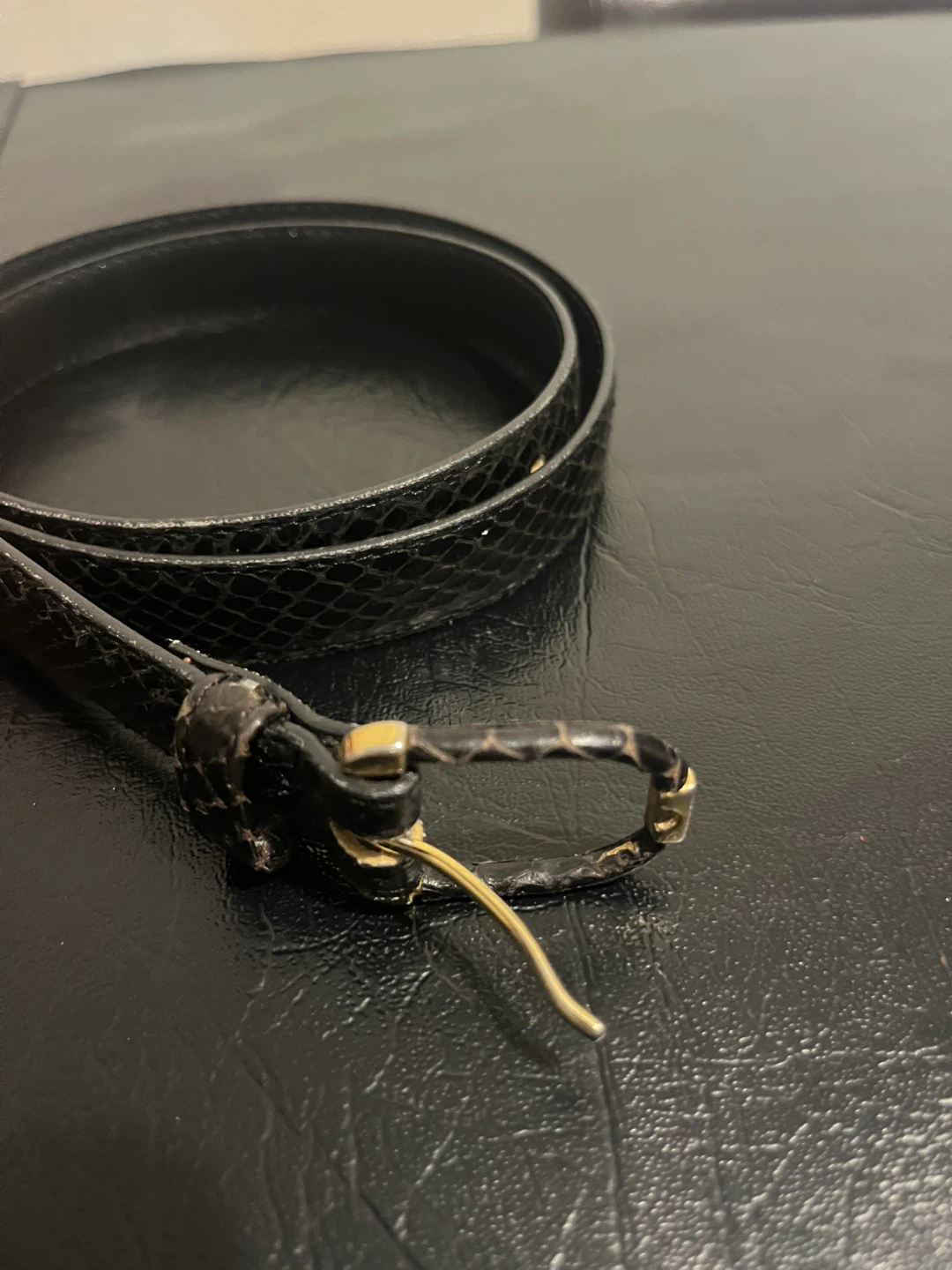 Black Genuine Reptile Leather Belt