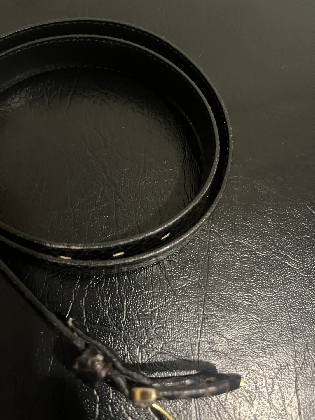 Black Genuine Reptile Leather Belt - photo 2