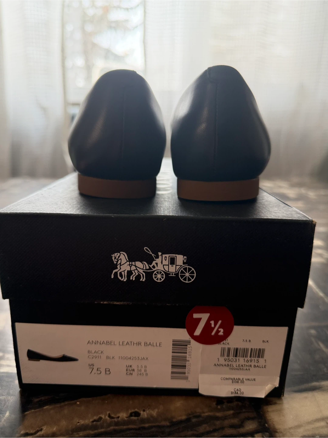 Coach Annabel Leather Ballerina Flats - Black Size 7.5 B