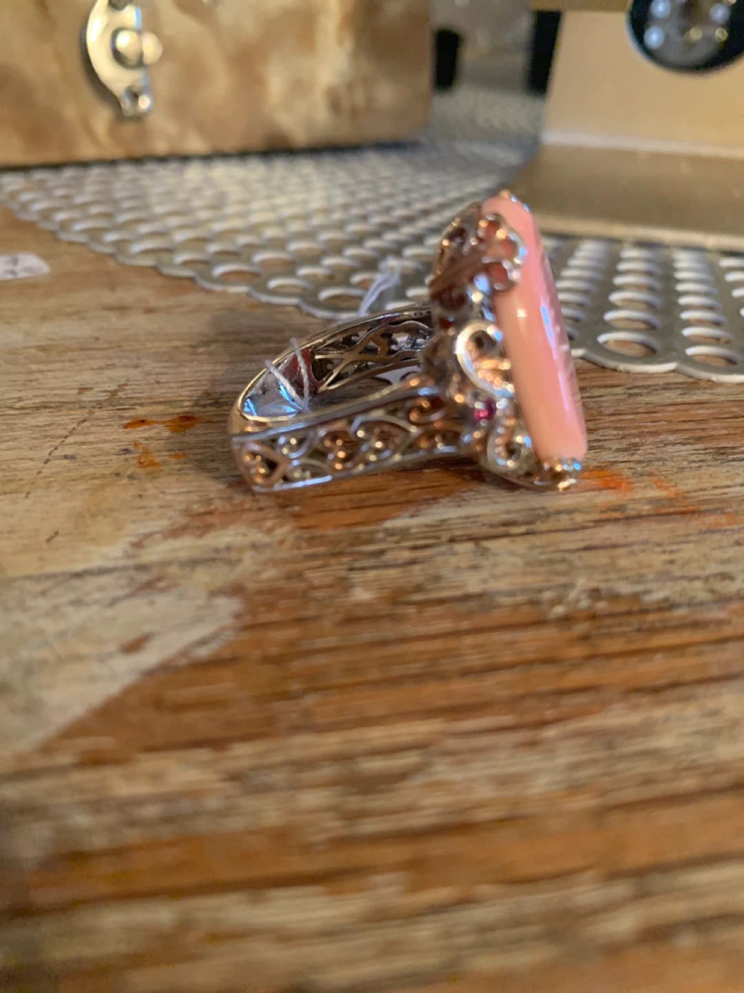925 Sterling Silver Pink Cabochon Ring - photo 3