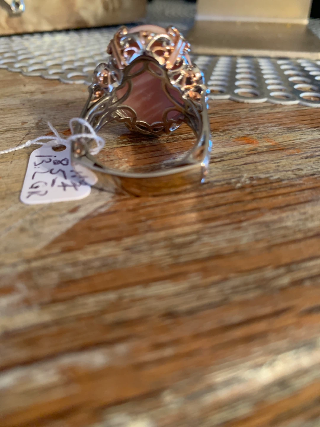 925 Sterling Silver Pink Cabochon Ring - photo 4