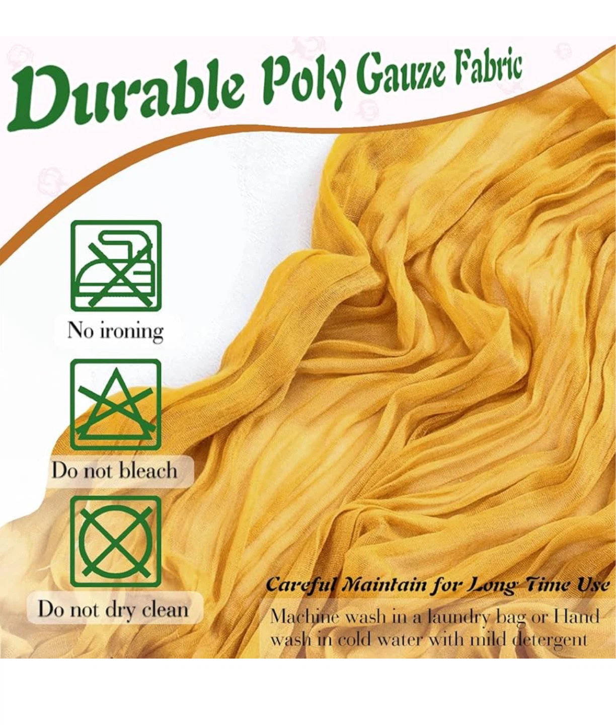 9 pcs Mustard Yellow Cheesecloth Table Runner - 120in x 35in - photo 3
