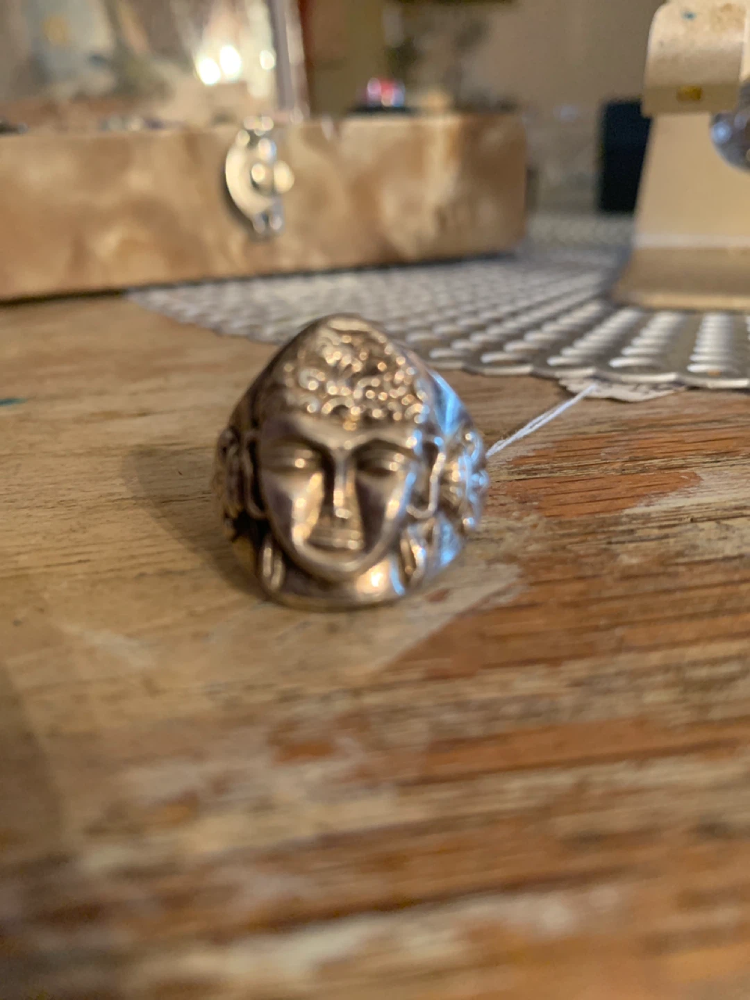 Silver Buddha Face Ring Size 9 - photo 3