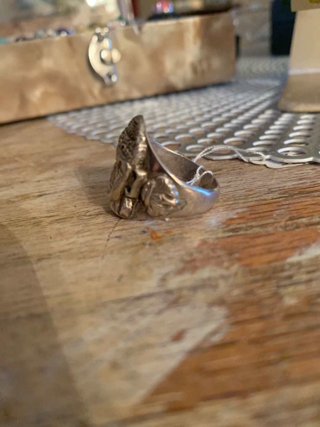 Silver Buddha Face Ring Size 9 - photo 2