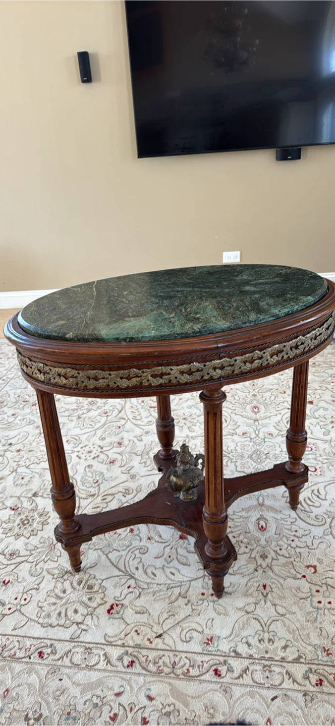 Vintage Marble Top Accent Table
