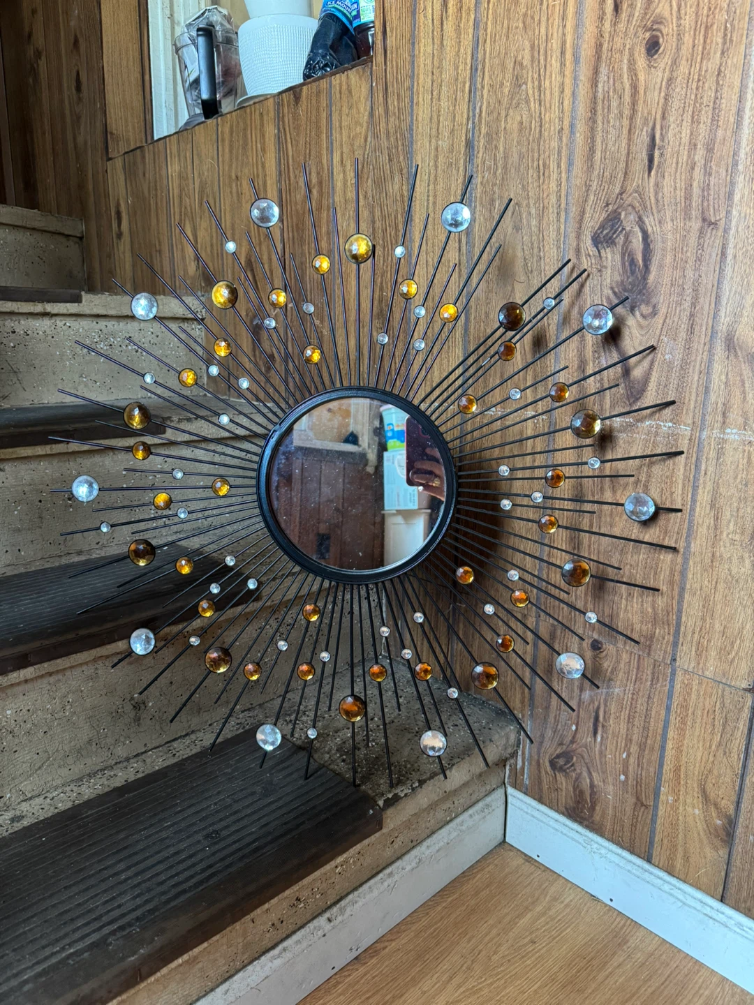 FREE!!  Sunburst Wall Mirror with Amber and Clear Jewels