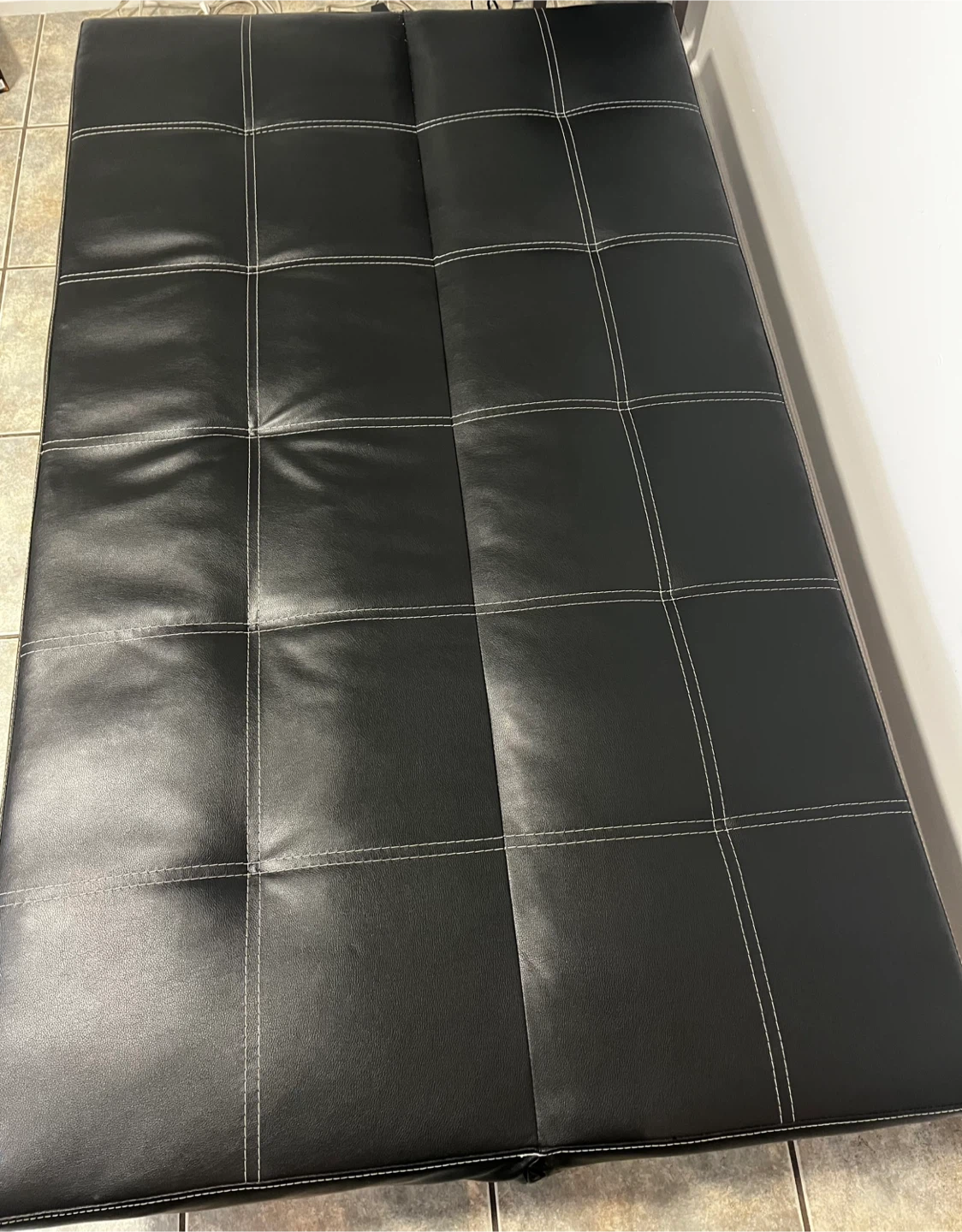 MOVING SALE!!Black Faux Leather Futon Sofa Bed - photo 5