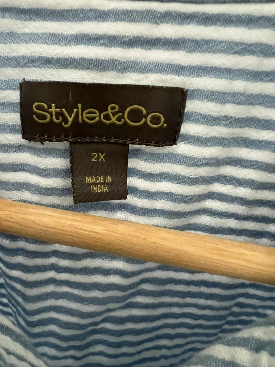 Style & Co Blue Striped Seersucker Shirt - Size 2X - photo 3