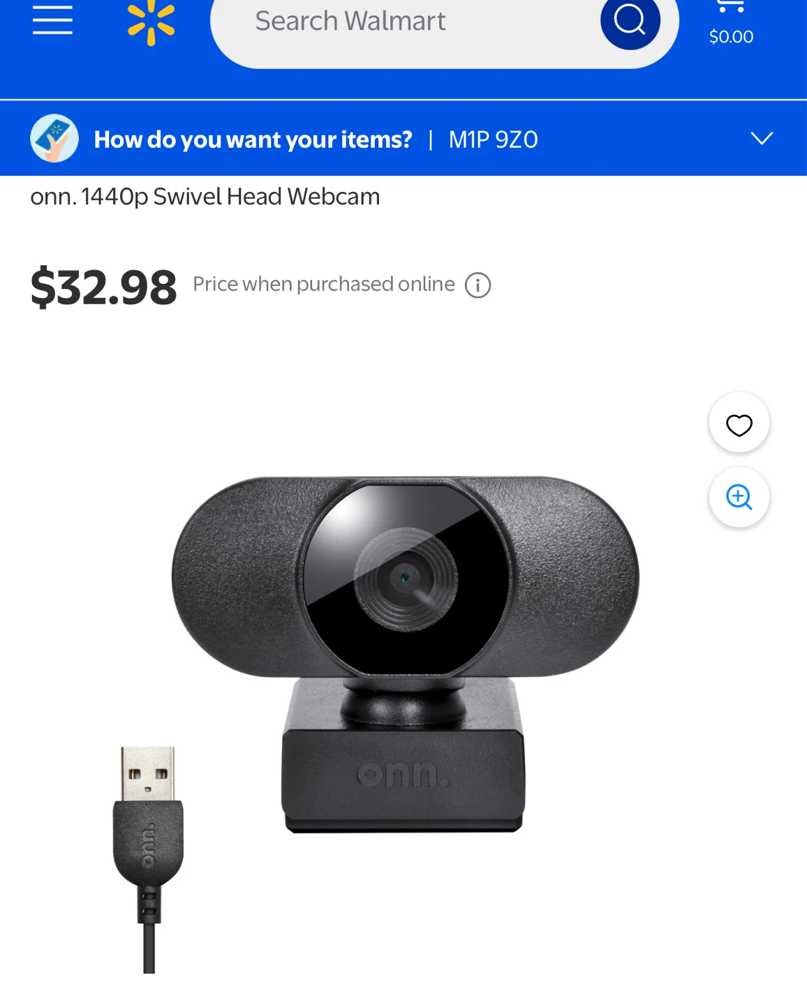 onn. 1440p Swivel Head Webcam