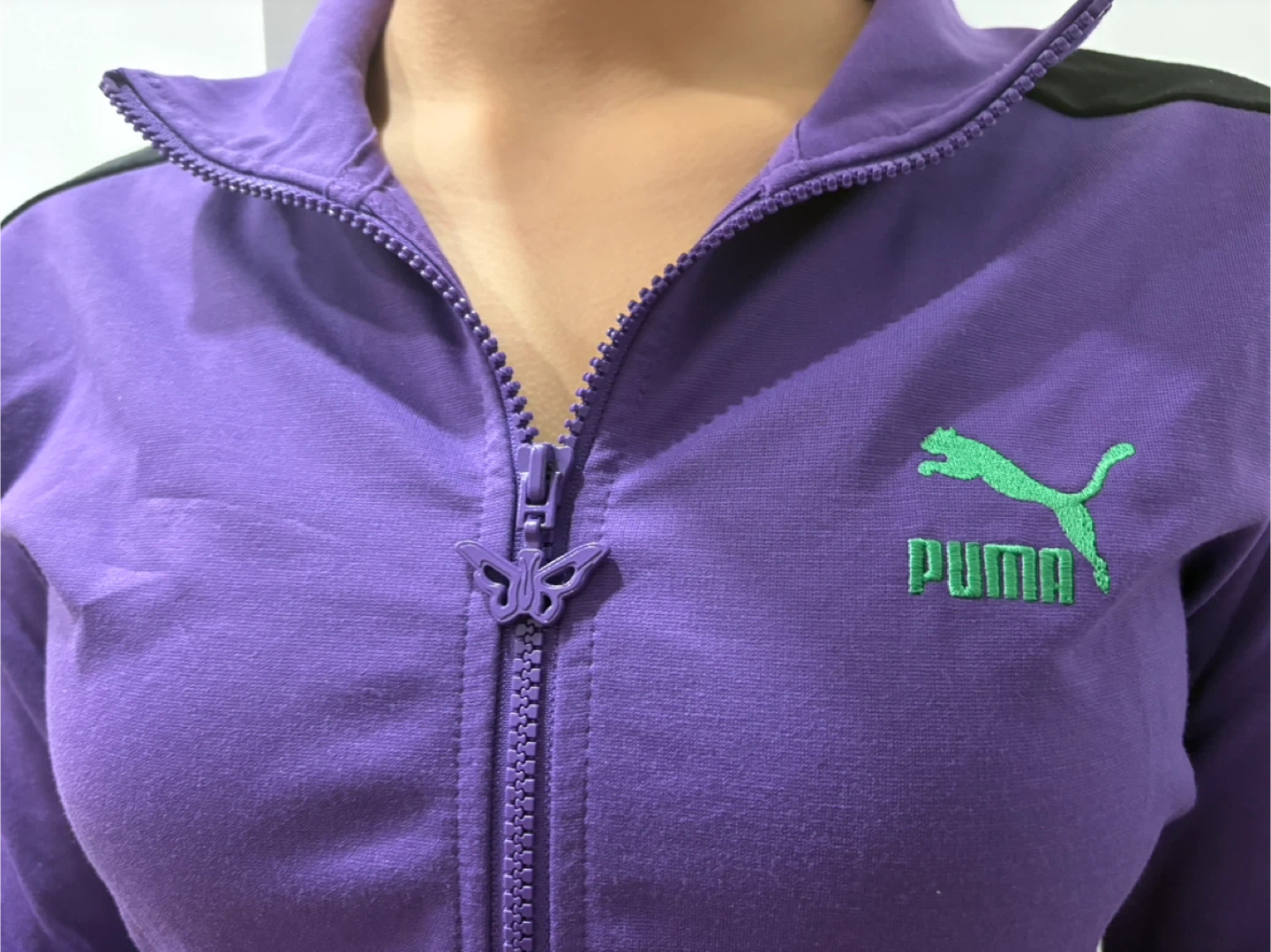 Purple Puma Cropped Track Jacket Beautiful Butterfly Zipper