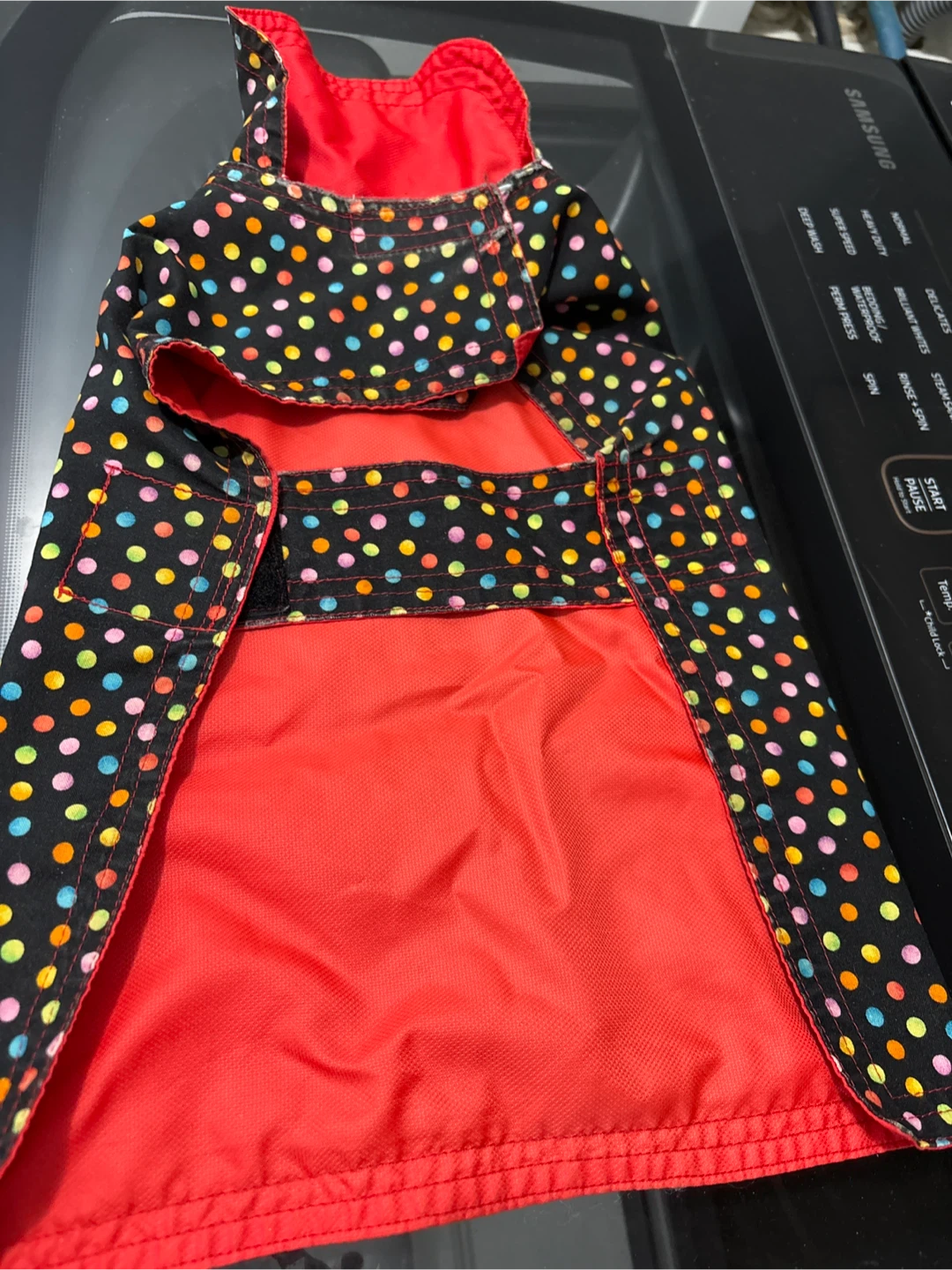 reversible Red &  Polka Dot Dog Coat - Small - photo 2