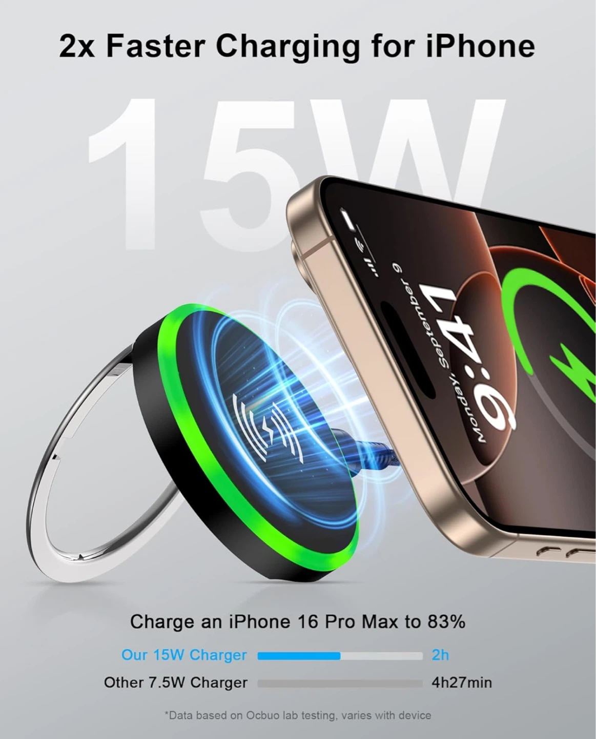 Magnetic Wireless Charger Pad with Kickstand 15W - photo 2