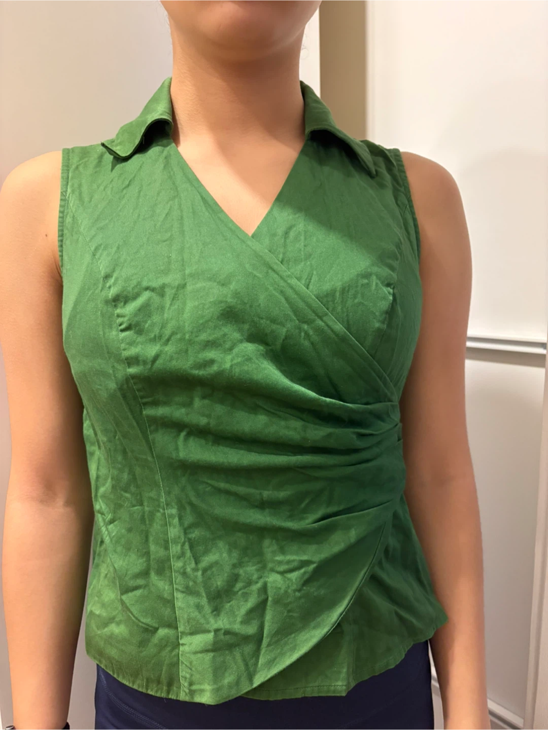 Gorgeous Flattering Green Sleeveless Wrap Top!
