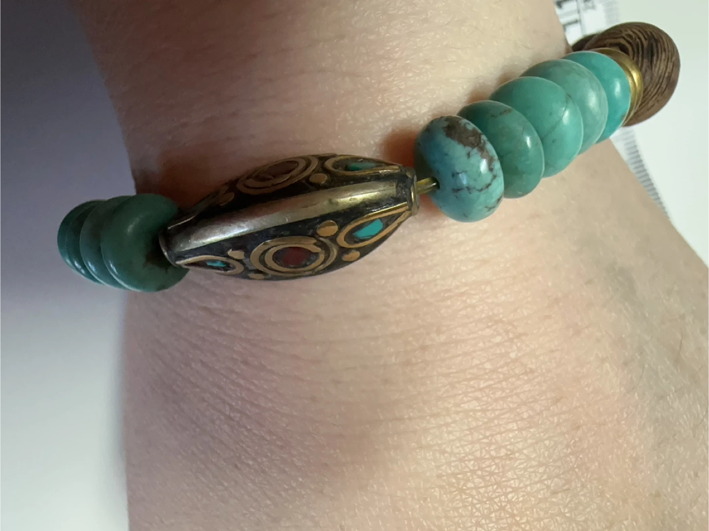 Athena bracelet in sacred olive wood Turquoise Stretch Bracelet - photo 4