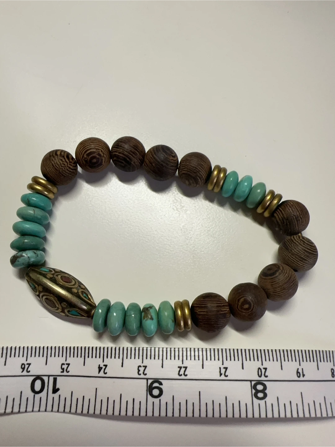 Athena bracelet in sacred olive wood Turquoise Stretch Bracelet