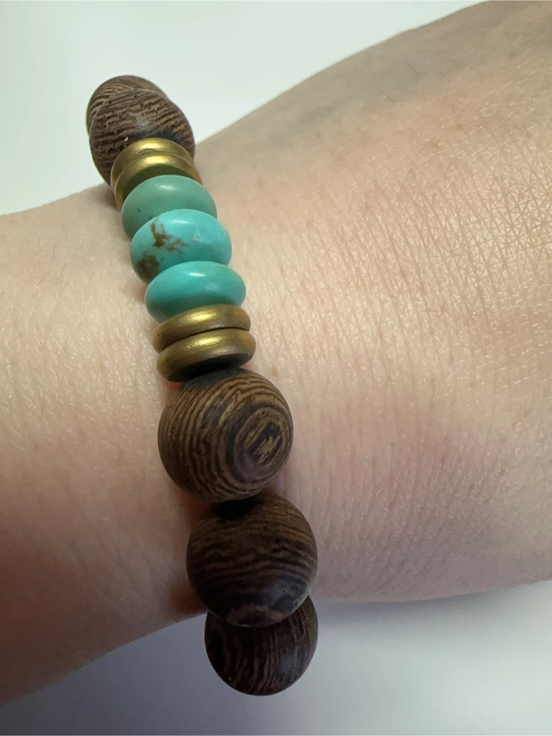Athena bracelet in sacred olive wood Turquoise Stretch Bracelet - photo 3