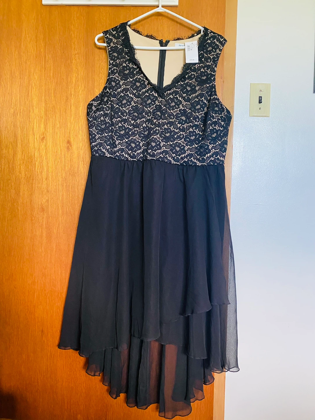 RICKI'S Black Lace & Chiffon Layered Dress - Size 16 - photo 2