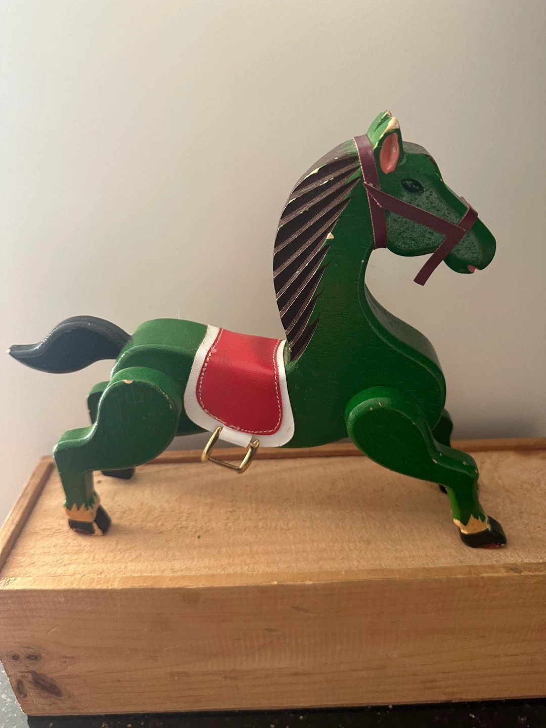 Green Wooden Horse Decorative Toy