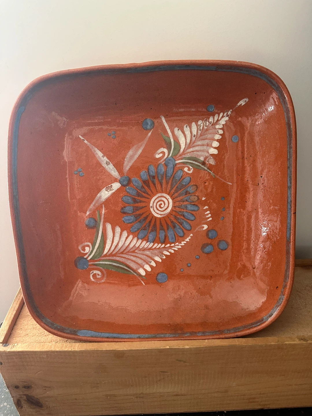 Hand-Painted Terracotta Serving Dish