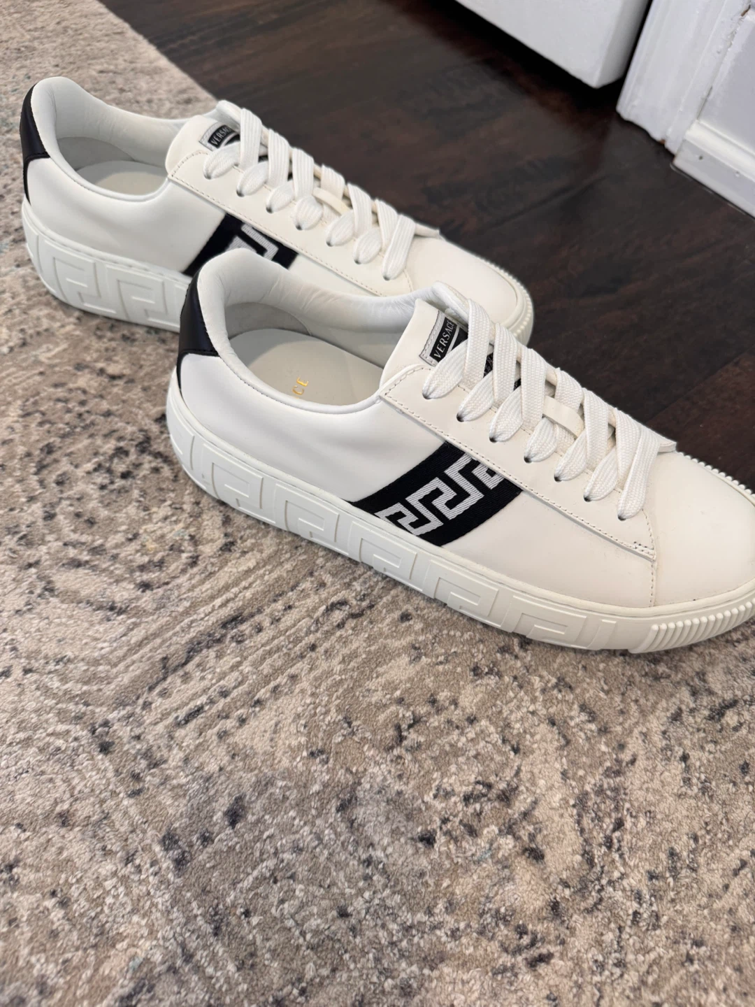 Versace White Leather Sneakers with Black Medusa Detail - photo 3