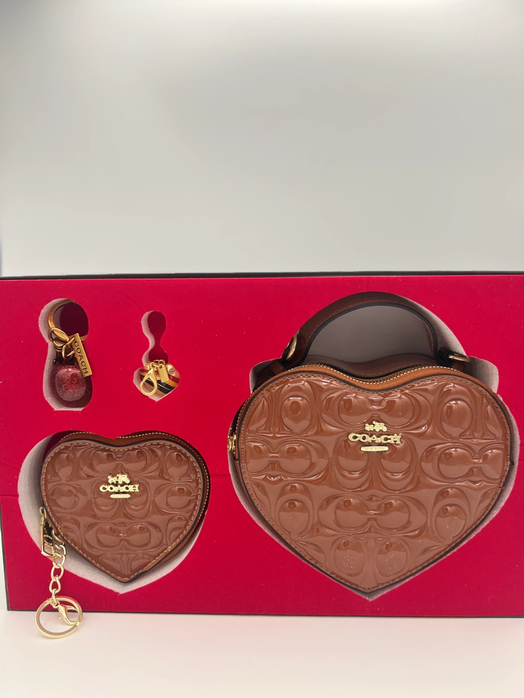 Coach Heart Shaped Bag and Coin Purse Set