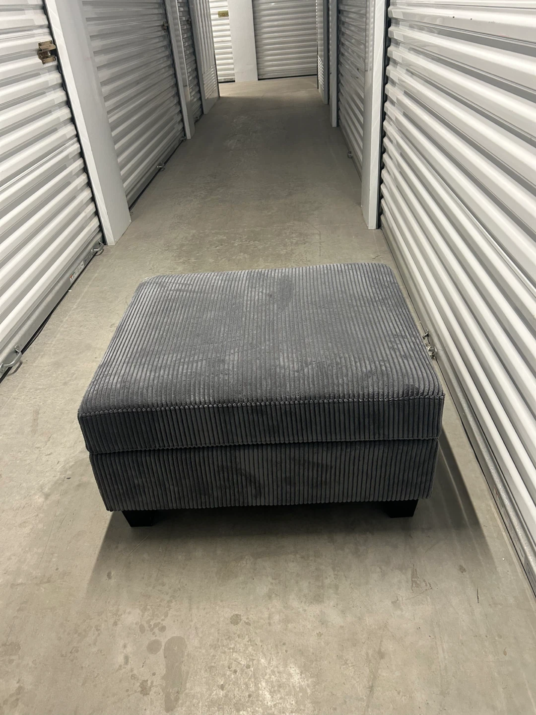 New Grey Corduroy Storage Ottoman 32X26X17 Inch
