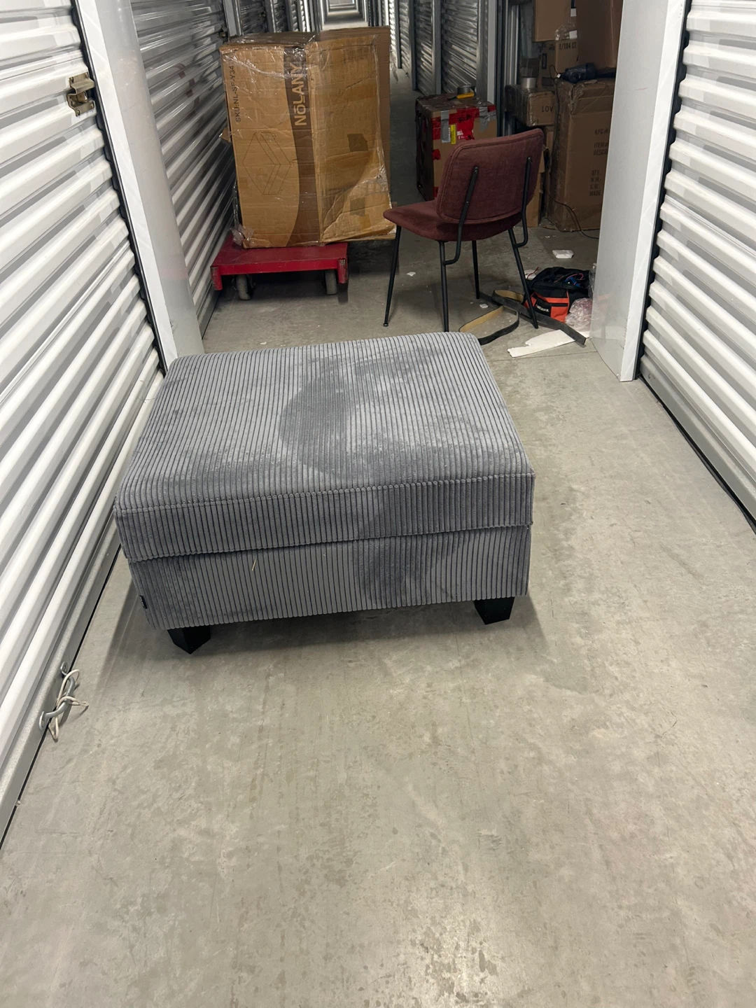 New Grey Corduroy Storage Ottoman 32X26X17 Inch - photo 4