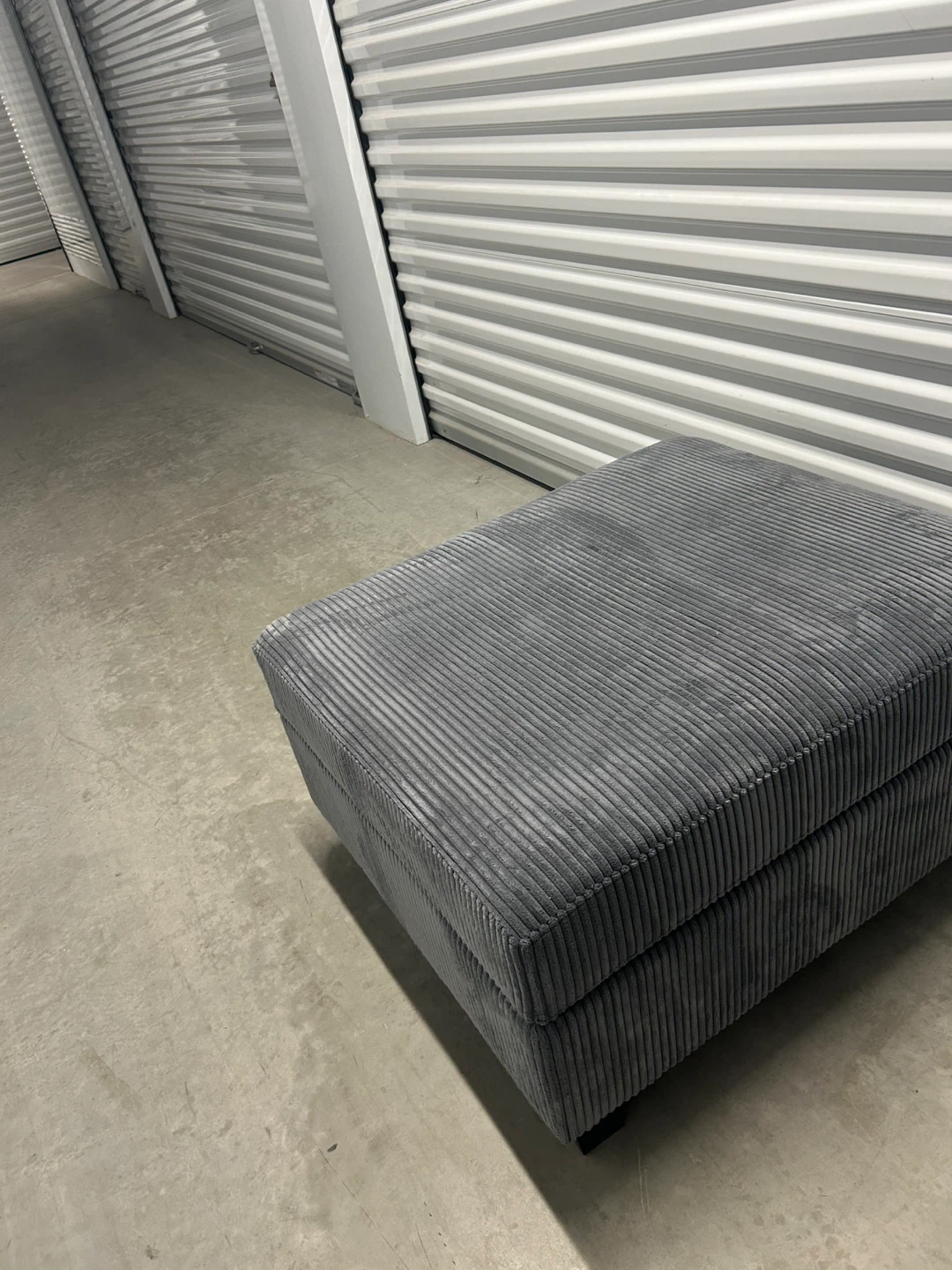 New Grey Corduroy Storage Ottoman 32X26X17 Inch - photo 3