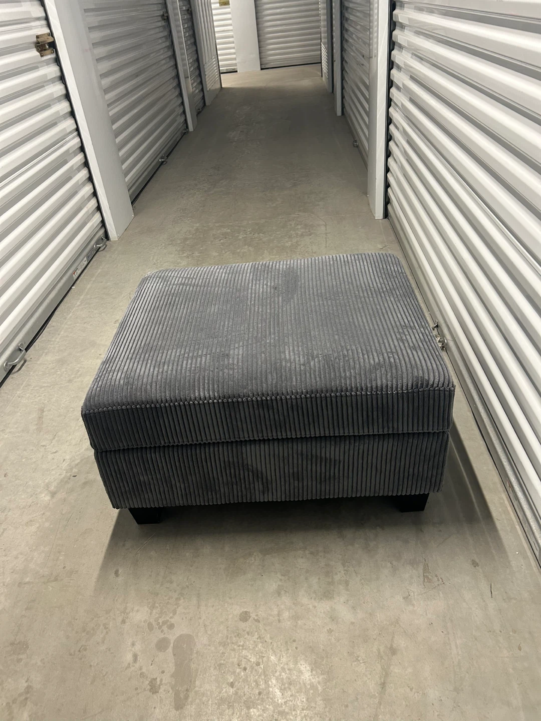 New Grey Corduroy Storage Ottoman 32X26X17 Inch - photo 2