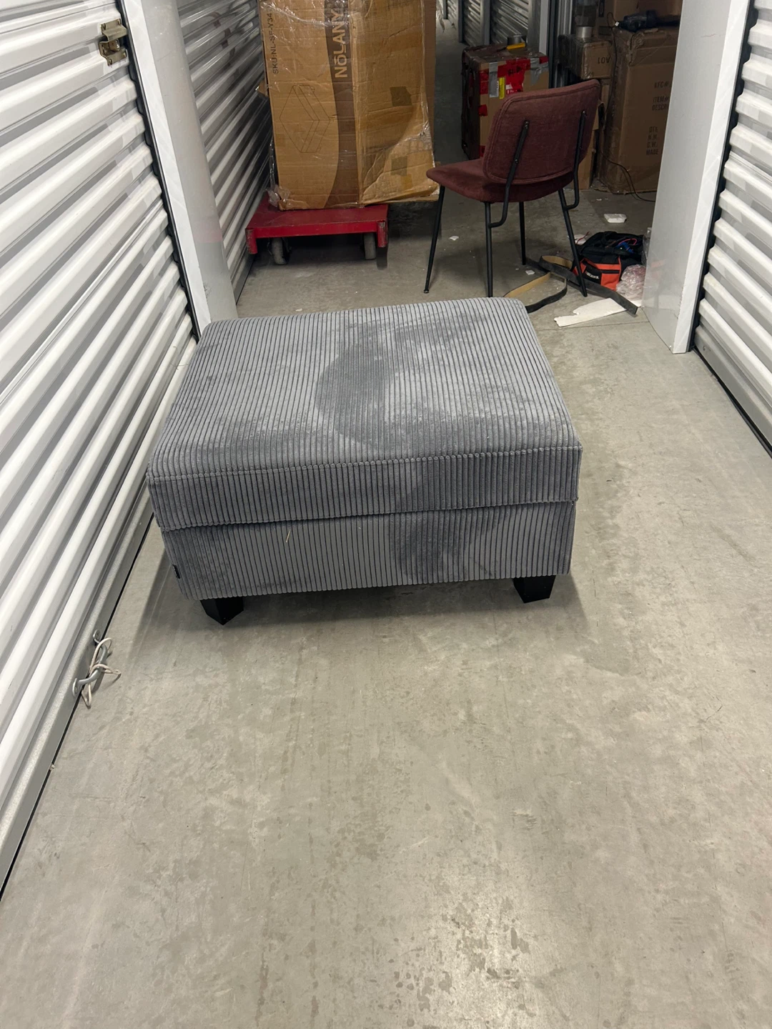 New Grey Corduroy Storage Ottoman 32X26X17 Inch - photo 5