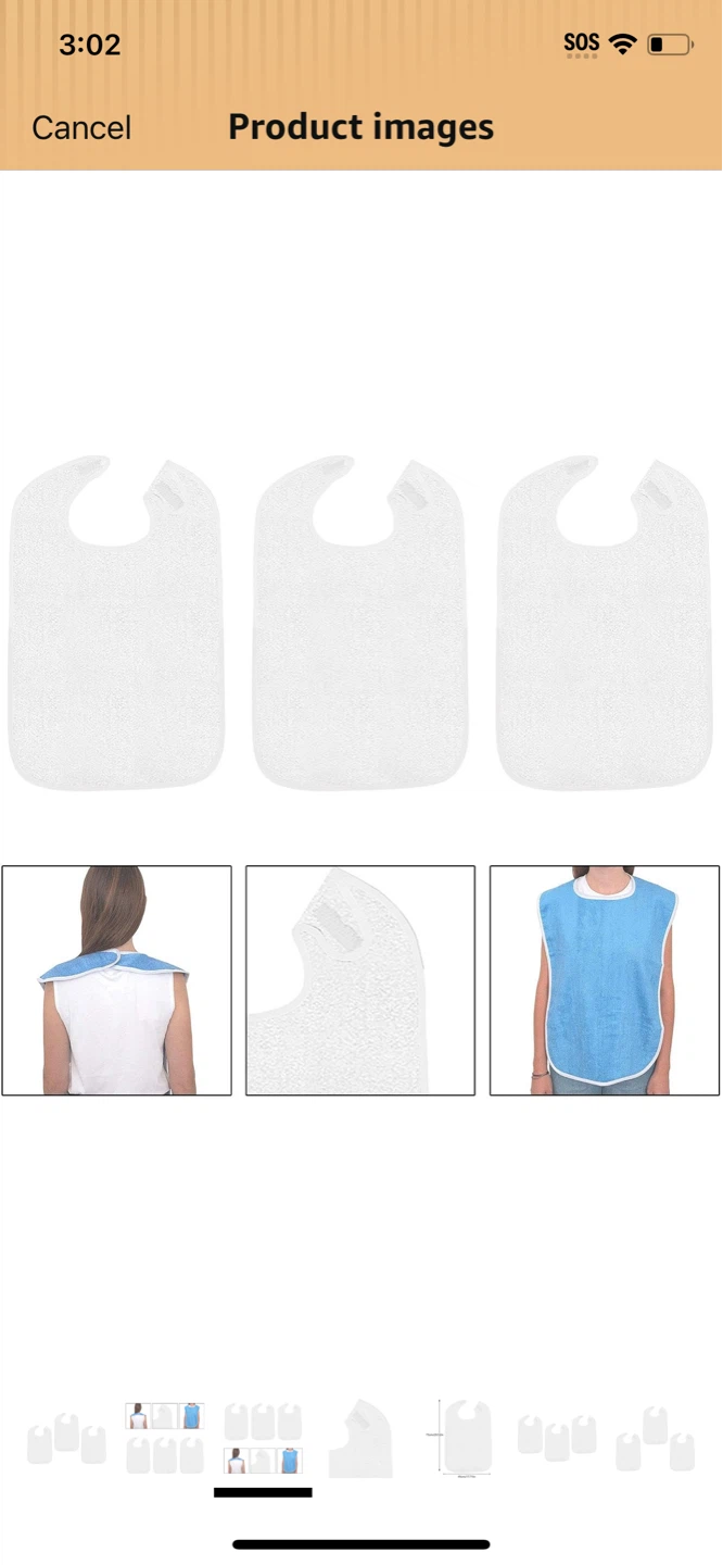 New-Large White Terry Cloth Adult Bib White!